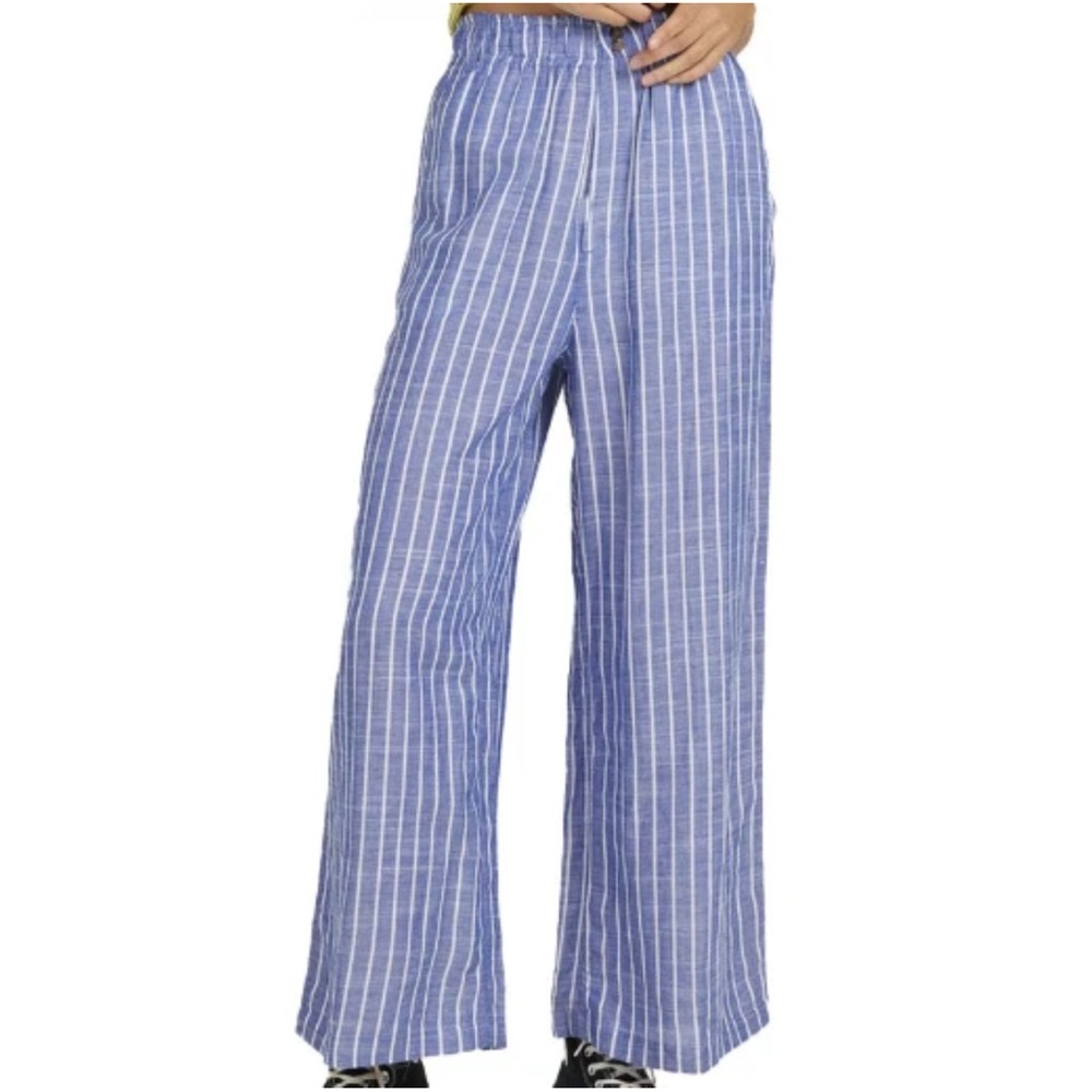 RVCA Women Nautycal Pant Blue Striped Women's size large Pants vacation lounge